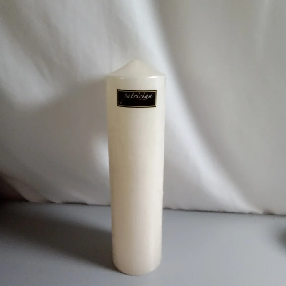 Patrician Ivory White Pillar Candle 12 Inch Tall Unscented Classic Home Decor